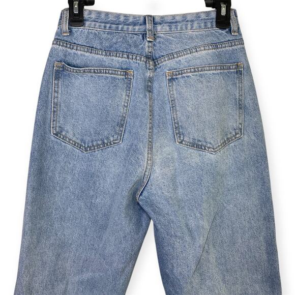 PrettyLittleThing Women’s Petite US 6 Blue Denim Straight Leg Distressed Jeans - Picture 4 of 6